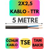 Öznur 2x2,5 Ttr Kablo (Siyah) Metre Seçenekli - 5 METRE