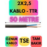 Öznur 2x2,5 Ttr Kablo (Siyah) Metre Seçenekli - 50 METRE