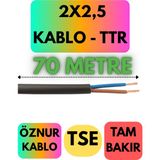 Öznur 2x2,5 Ttr Kablo (Siyah) Metre Seçenekli - 70 METRE