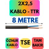Öznur 2x2,5 Ttr Kablo (Siyah) Metre Seçenekli - 8 METRE
