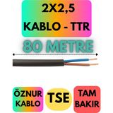 Öznur 2x2,5 Ttr Kablo (Siyah) Metre Seçenekli - 80 METRE