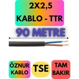 Öznur 2x2,5 Ttr Kablo (Siyah) Metre Seçenekli - 90 METRE