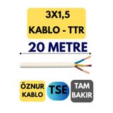 Öznur 3 x 1.5 mm Beyaz 20 mt Ttr Kablo