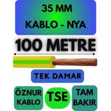Öznur 35 mm Nya Kablo Metre Seçenekli (Sarı-Yeşil) - 100 METRE