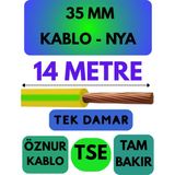 Öznur 35 mm Nya Kablo Metre Seçenekli (Sarı-Yeşil) - 14 METRE