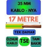Öznur 35 mm Nya Kablo Metre Seçenekli (Sarı-Yeşil) - 17 METRE