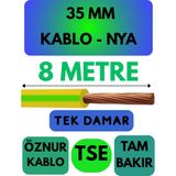 Öznur 35 mm Nya Kablo Metre Seçenekli (Sarı-Yeşil) - 8 METRE