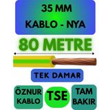 Öznur 35 mm Nya Kablo Metre Seçenekli (Sarı-Yeşil) - 80 METRE