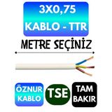 Öznur 3X0,75 Ttr Kablo Metre Seçenekli (Beyaz)