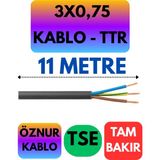 Öznur 3x0,75 Ttr Kablo (Siyah) Metre Seçenekli - 11 METRE