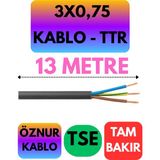 Öznur 3x0,75 Ttr Kablo (Siyah) Metre Seçenekli - 13 METRE