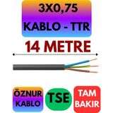Öznur 3x0,75 Ttr Kablo (Siyah) Metre Seçenekli - 14 METRE