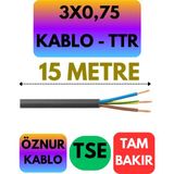 Öznur 3x0,75 Ttr Kablo (Siyah) Metre Seçenekli - 15 METRE