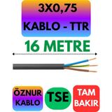 Öznur 3x0,75 Ttr Kablo (Siyah) Metre Seçenekli - 16 METRE