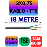 Öznur 3x0,75 Ttr Kablo (Siyah) Metre Seçenekli - 18 METRE