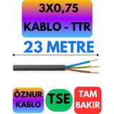Öznur 3x0,75 Ttr Kablo (Siyah) Metre Seçenekli - 23 METRE