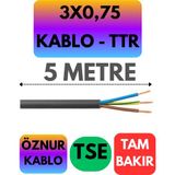 Öznur 3x0,75 Ttr Kablo (Siyah) Metre Seçenekli - 5 METRE