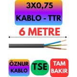 Öznur 3x0,75 Ttr Kablo (Siyah) Metre Seçenekli - 6 METRE