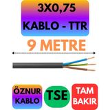 Öznur 3x0,75 Ttr Kablo (Siyah) Metre Seçenekli - 9 METRE