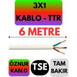 Öznur 3x1 Ttr Kablo (Beyaz) Metre Seçenekli - 6 METRE