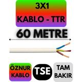 Öznur 3x1 Ttr Kablo (Beyaz) Metre Seçenekli - 60 METRE