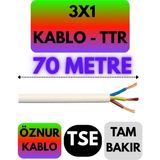 Öznur 3x1 Ttr Kablo (Beyaz) Metre Seçenekli - 70 METRE