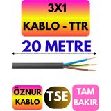 Öznur 3x1 Ttr Kablo (Siyah) Metre Seçenekli - 20 METRE