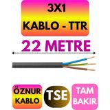 Öznur 3x1 Ttr Kablo (Siyah) Metre Seçenekli - 22 METRE