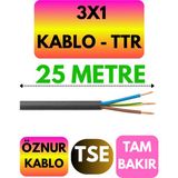 Öznur 3x1 Ttr Kablo (Siyah) Metre Seçenekli - 25 METRE