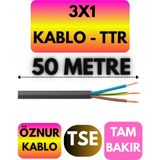 Öznur 3x1 Ttr Kablo (Siyah) Metre Seçenekli - 50 METRE