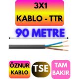 Öznur 3x1 Ttr Kablo (Siyah) Metre Seçenekli - 90 METRE