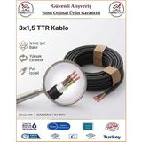 Öznur 3x1,5 TTR Elektrik Kablosu - El Aletleri Uzatma Kablosu - Siyah - %100 Bakır - 25 Metre