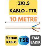 Öznur 3x1,5 Ttr Kablo Metre Seçenekli (Beyaz) - 10 METRE