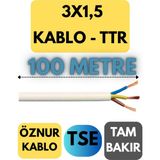 Öznur 3x1,5 Ttr Kablo Metre Seçenekli (Beyaz) - 100 METRE