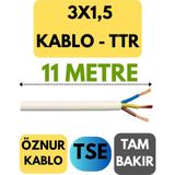 Öznur 3x1,5 Ttr Kablo Metre Seçenekli (Beyaz) - 11 METRE