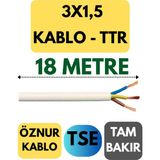 Öznur 3x1,5 Ttr Kablo Metre Seçenekli (Beyaz) - 18 METRE