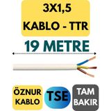 Öznur 3x1,5 Ttr Kablo Metre Seçenekli (Beyaz) - 19 METRE