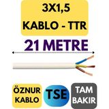 Öznur 3x1,5 Ttr Kablo Metre Seçenekli (Beyaz) - 21 METRE
