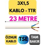 Öznur 3x1,5 Ttr Kablo Metre Seçenekli (Beyaz) - 23 METRE