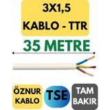Öznur 3x1,5 Ttr Kablo Metre Seçenekli (Beyaz) - 35 METRE
