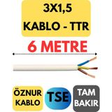 Öznur 3x1,5 Ttr Kablo Metre Seçenekli (Beyaz) - 6 METRE