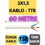 Öznur 3x1,5 Ttr Kablo Metre Seçenekli (Beyaz) - 60 METRE