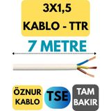 Öznur 3x1,5 Ttr Kablo Metre Seçenekli (Beyaz) - 7 METRE