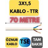 Öznur 3x1,5 Ttr Kablo Metre Seçenekli (Beyaz) - 70 METRE