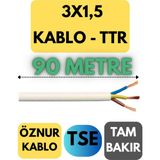 Öznur 3x1,5 Ttr Kablo Metre Seçenekli (Beyaz) - 90 METRE