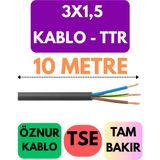 Öznur 3x1,5 Ttr Kablo Metre Seçenekli (Siyah) - 10 METRE