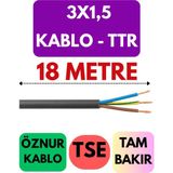 Öznur 3x1,5 Ttr Kablo Metre Seçenekli (Siyah) - 18 METRE
