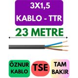 Öznur 3x1,5 Ttr Kablo Metre Seçenekli (Siyah) - 23 METRE
