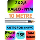Öznur 3x2,5 Antigron (Nym) Kablo (Gri) Metre Seçenekli - 10 METRE