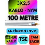 Öznur 3x2,5 Antigron (Nym) Kablo (Gri) Metre Seçenekli - 100 METRE